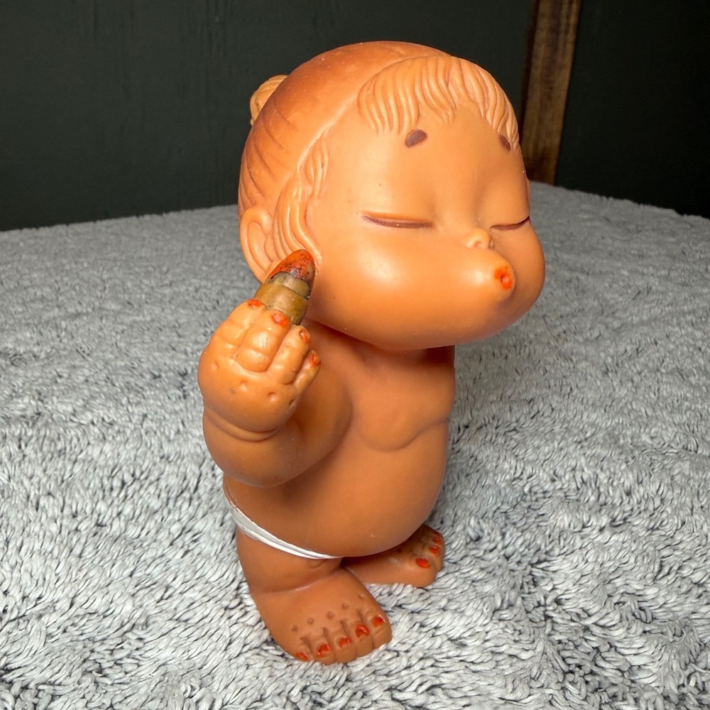 Vintage 1959 Laflex Made in France Lipstick Baby / Girl Rubber Figurine Toy 6.5"